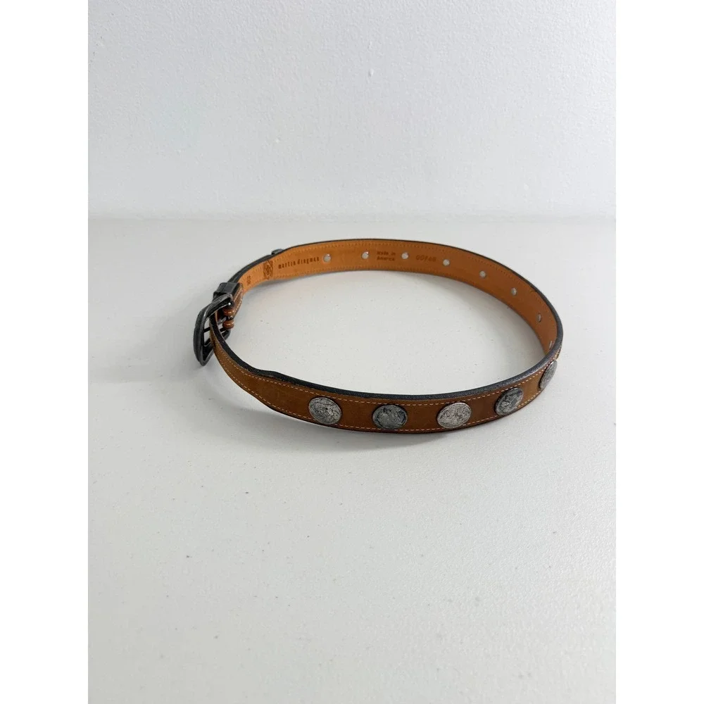New Martin Dingman Mens 75 30 Buffalo Nickel Concho Western Leather Belt Tan USA